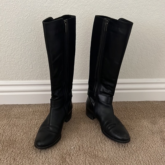 Aquatalia Olita Waterproof Leather Riding Boots – Black, Size 7 - Picture 1 of 8